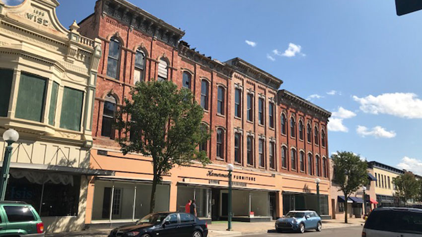 historic buildings in downtown Adrian